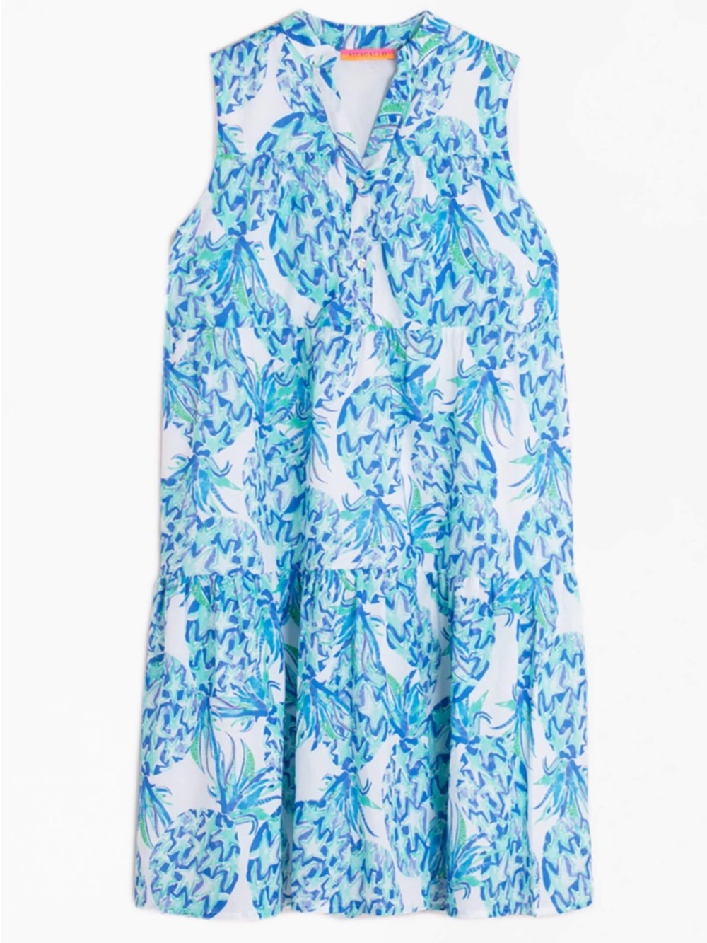 VILAGALLO DRESS MARCELLA ANANAS BLUE PRINT sz 38 (medium)